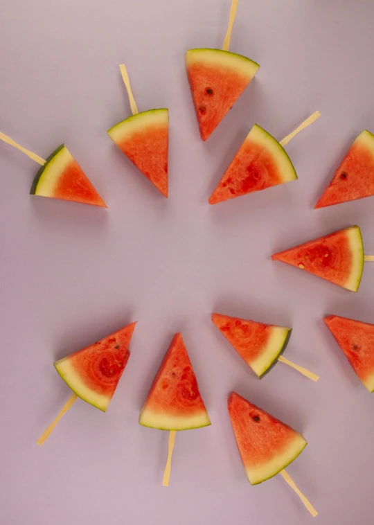 slices of watermelon arranged in a circle, trending on unsplash, bubblegum pop, multiple stories, skewer, 2000s photo