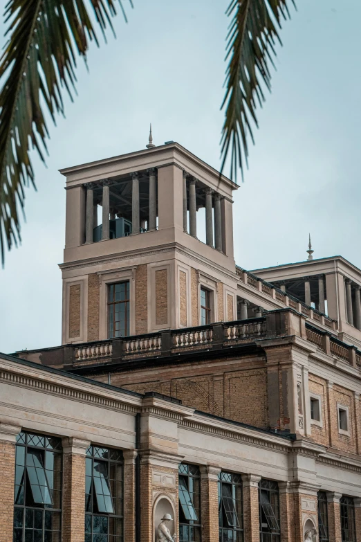 the roof of a building has a tower