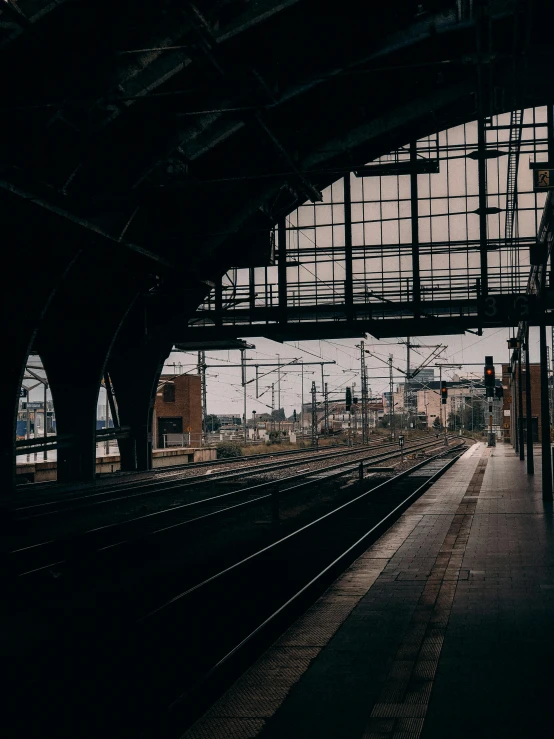 a train is pulling into a train station