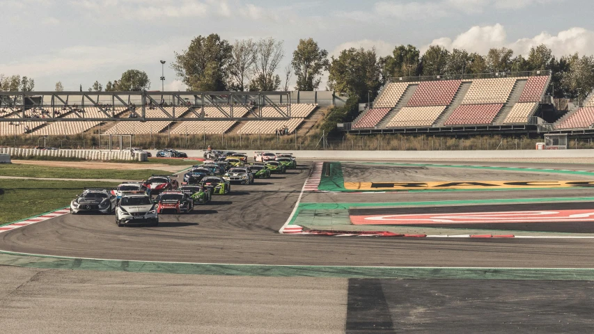 a group of cars driving down a race track, by Francesco Furini, pexels contest winner, renaissance, square, panoramic, nascar, germany. wide shot