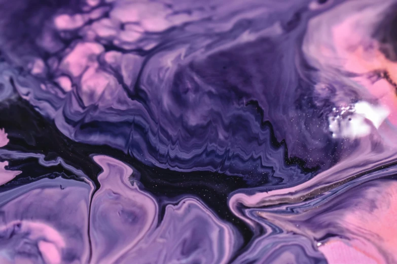 a close up of a liquid painting on a surface, by Mandy Jurgens, trending on pexels, smooth purple skin, purple
