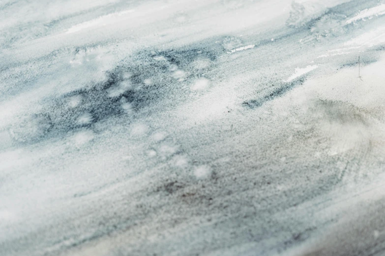 a man riding a snowboard down a snow covered slope, an ultrafine detailed painting, inspired by Vija Celmins, trending on pexels, lyrical abstraction, texture detail, water mists, ink and muted colours on silk, detail texture