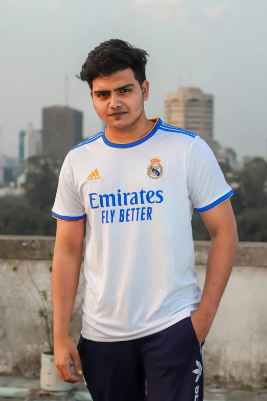 a young man standing on top of a roof, trending on dribble, white uniform, official product image, profile pic, fans