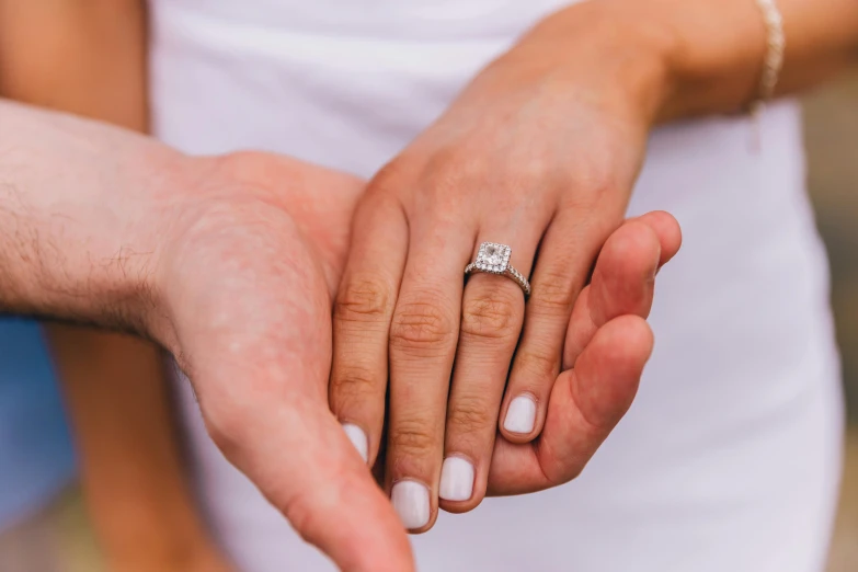 a close up of a person holding a wedding ring, pixel perfect, woman holding another woman, uploaded, item