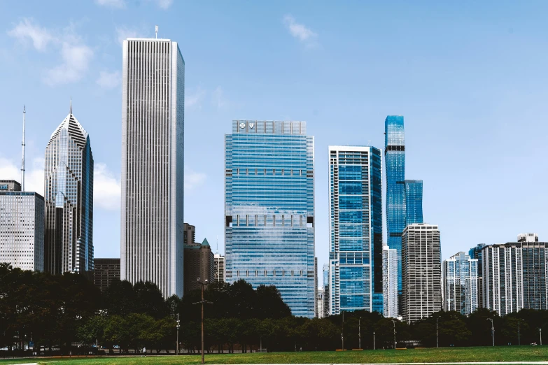 a view of a city with a lot of tall buildings, pexels contest winner, from wheaton illinois, commercial banner, mies van der rohe, high resolution photograph