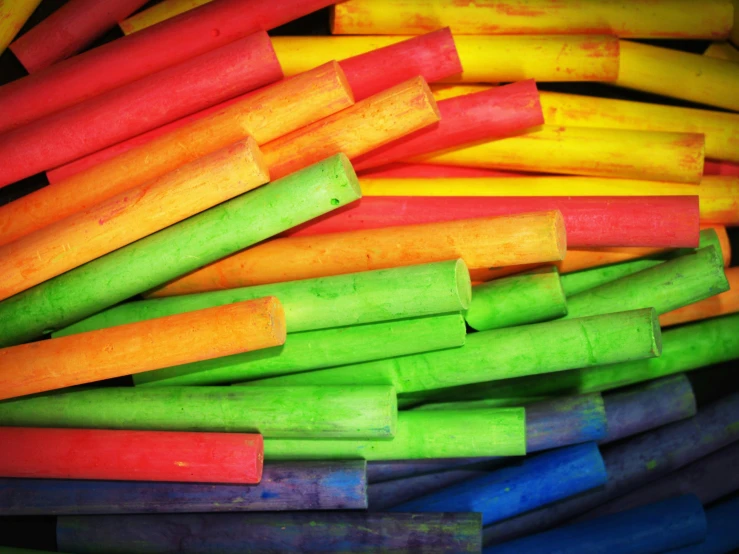 a pile of colored pencils sitting on top of each other, an album cover, inspired by Jan Rustem, with a straw, promo image, edible, chalky