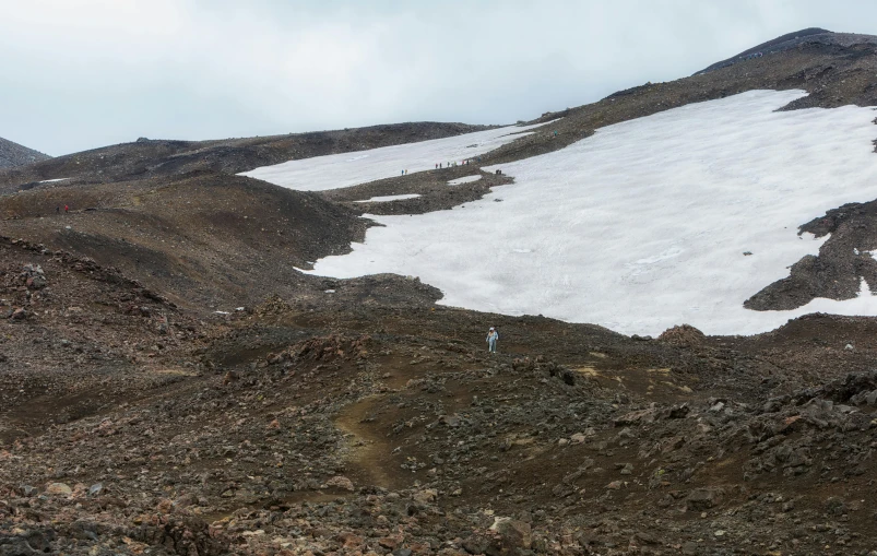 a white snow mountain covered in lots of rocks