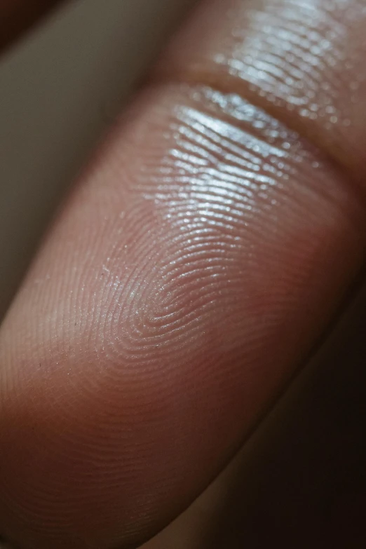 a close up of a person's finger with a ring on it, by Jesse Richards, holography, fingerprints on clay, 4 k pores, smooth pale skin, scaly skin