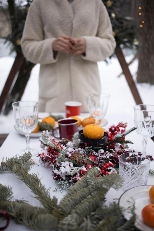 a table is covered with a variety of foods and glasses