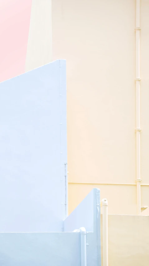 a man riding a skateboard up the side of a ramp, an album cover, by Doug Ohlson, unsplash, postminimalism, in pastel colors, abstract facades of buildings, chiho aoshima color scheme, pastelle colors