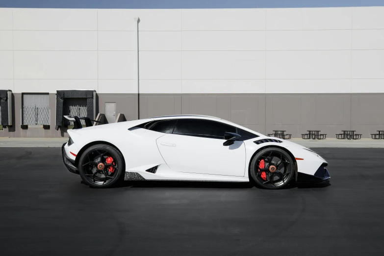 the front view of a white sports car