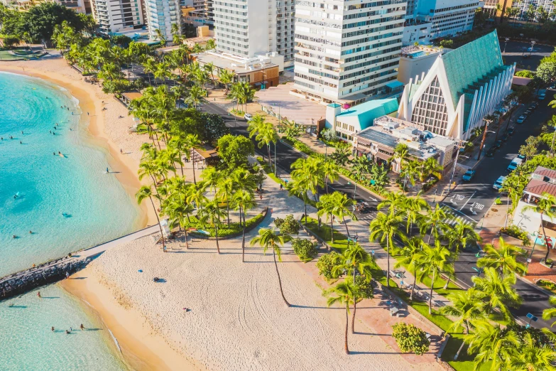 aerial po of ocean and beach in the background