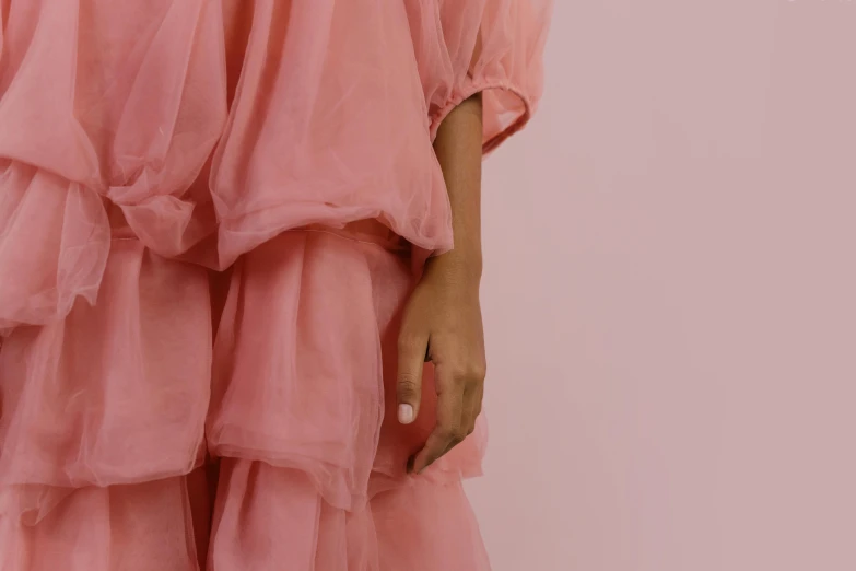 a close up s of a pink dress
