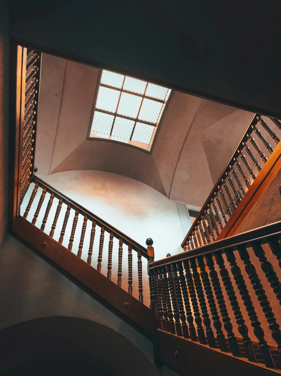 an overhead po of a stair case