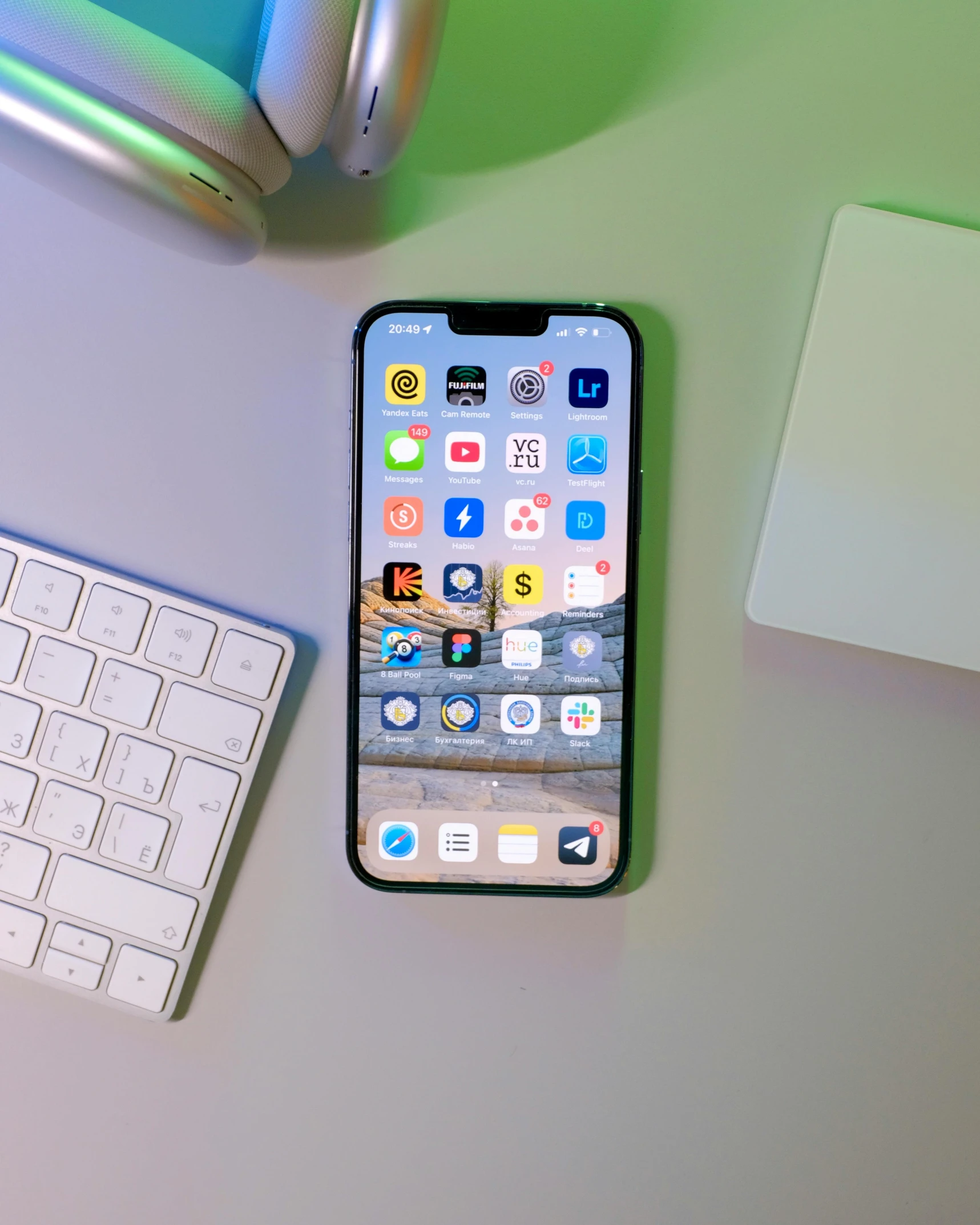 a cell phone sitting on top of a desk next to a keyboard, trending on pexels, taken on iphone 1 3 pro, 🚀🌈🤩, full front view, thumbnail