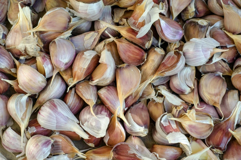 a pile of garlic sitting on top of a table, by Carey Morris, pexels, hurufiyya, 64x64, multicoloured, brown, panels