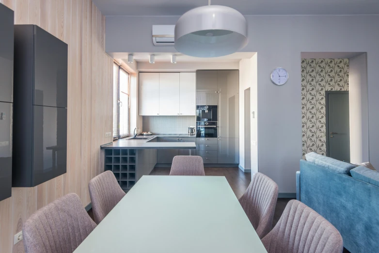 a kitchen and dining area in an apartment