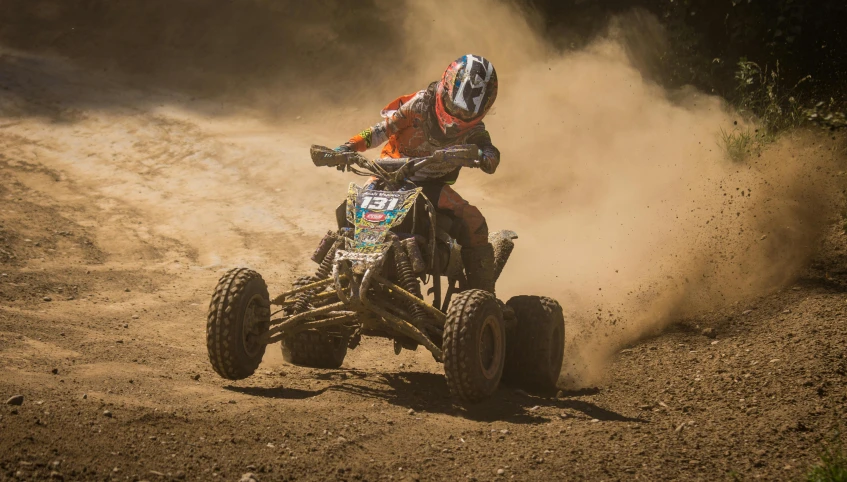 a man riding on the back of a dirt bike, pexels contest winner, figuration libre, all terrain vehicle race, avatar image, panels, highly focused