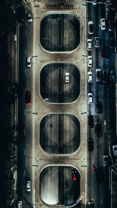 a street filled with lots of traffic next to tall buildings, by Adam Rex, unsplash contest winner, conceptual art, overpass, detailed symmetrical, 15081959 21121991 01012000 4k, square