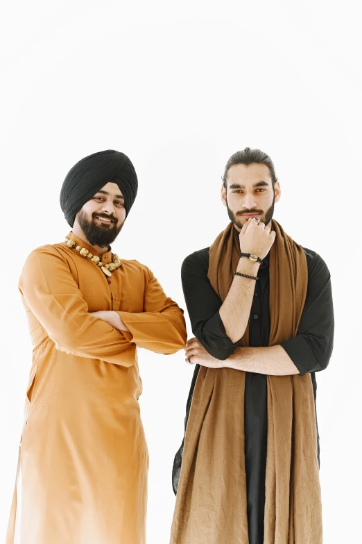 a couple of men standing next to each other, by Manjit Bawa, on clear background, promo image, diverse costumes, trending on tiktok