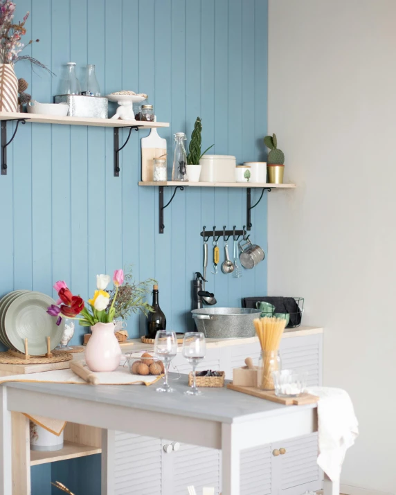 a kitchen filled with various different types of foods