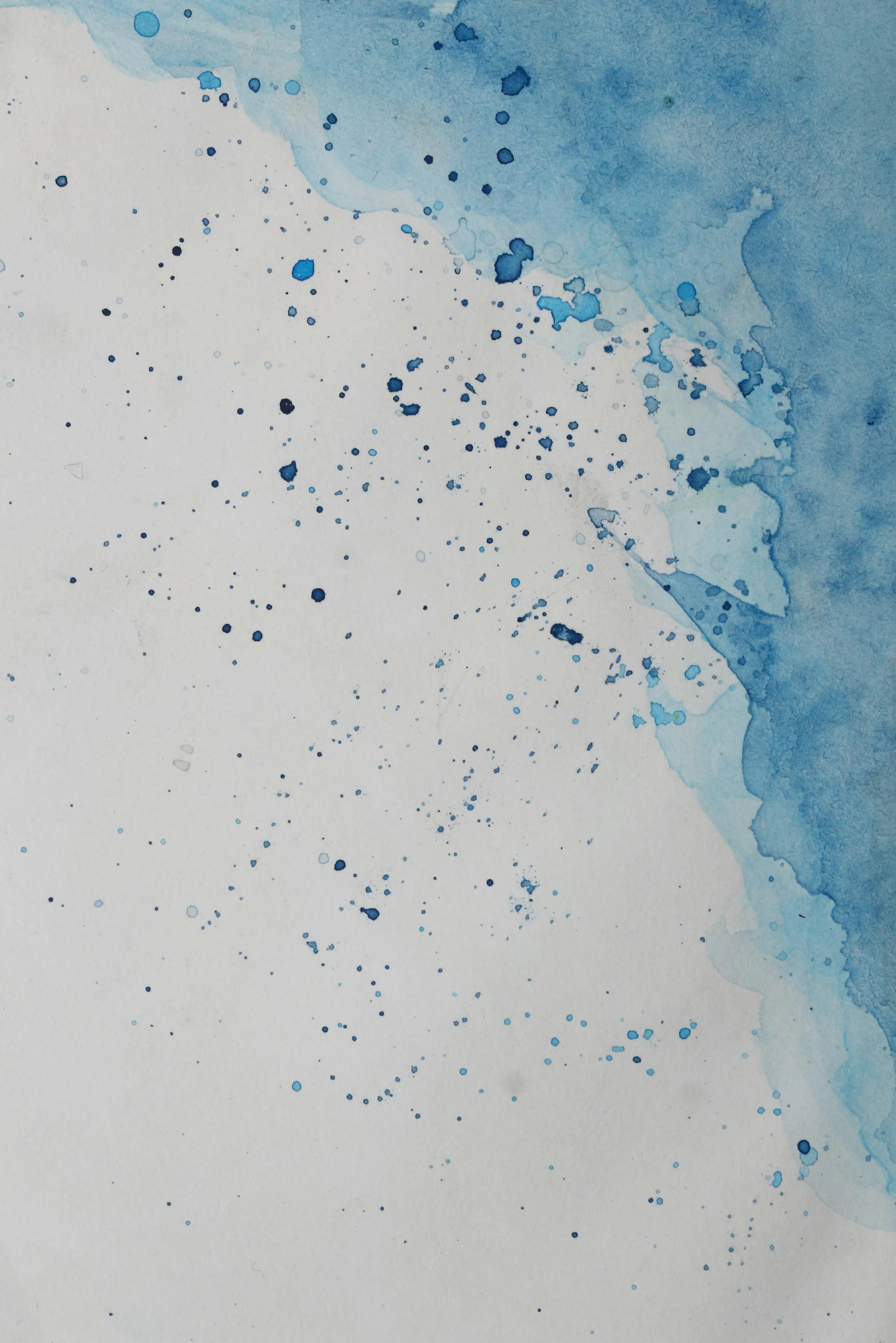 a blue and white painting on a piece of paper, a watercolor painting, inspired by Vija Celmins, reddit, spatter, superfine ink detail, sea foam, 144x144 canvas