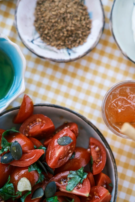 a close up of a bowl of food on a table, by Carey Morris, pexels contest winner, renaissance, tomato sauce, fancy dressing, summertime, still from l'estate