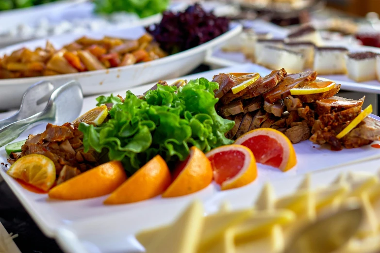 a number of plates of food on a table, by Niko Henrichon, pexels contest winner, renaissance, background image, closeup at the food, vacation photo, thumbnail
