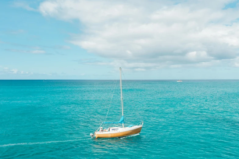 a sailboat in the middle of an ocean