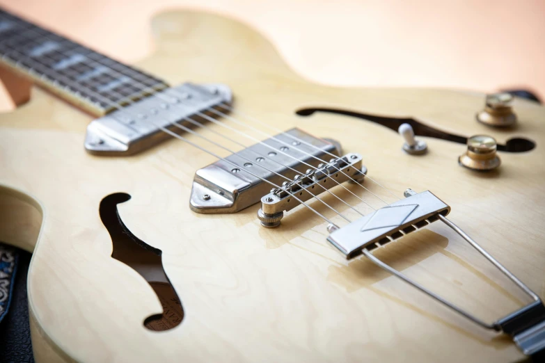 an electric guitar with two strings and a bridge