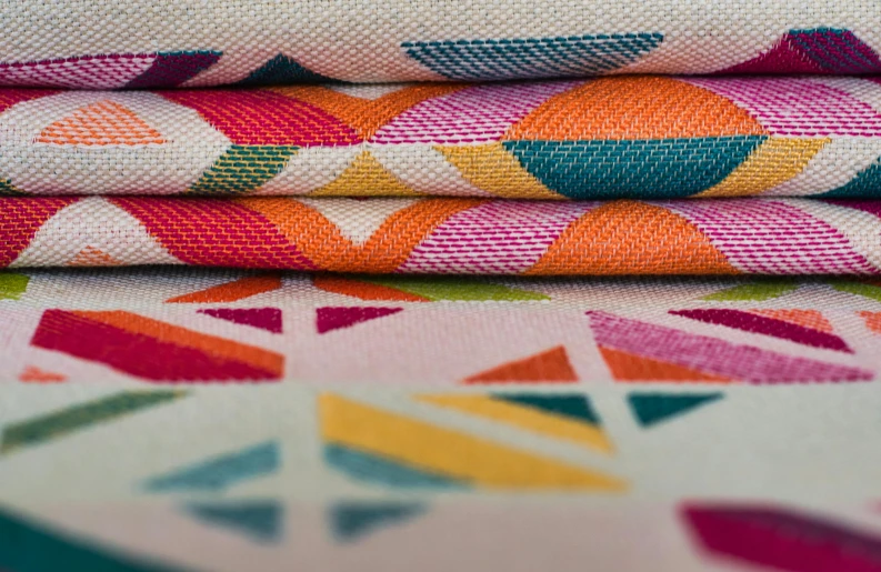 many different patterns on a multi colored cloth