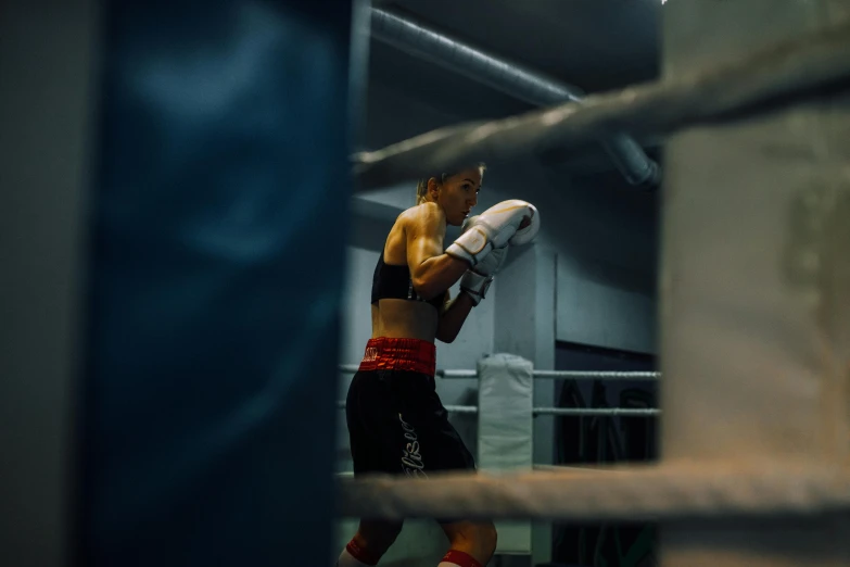 young boxers during training in a boxing ring