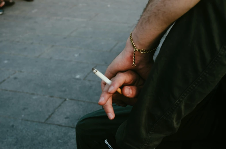 a person is holding an object and holding the cigarette