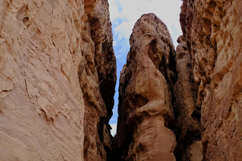 there are two narrow canyons on the side of the mountain