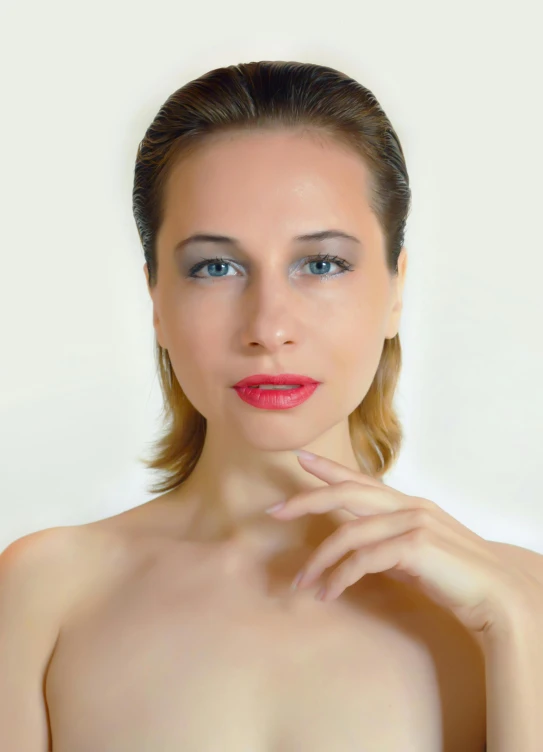 young  woman with blue eyes posing for camera