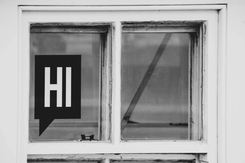 a window is shown with the word hi written on it