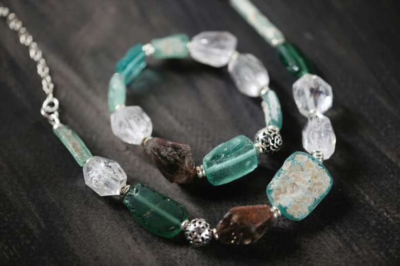 the beads of this necklace are made out of gems