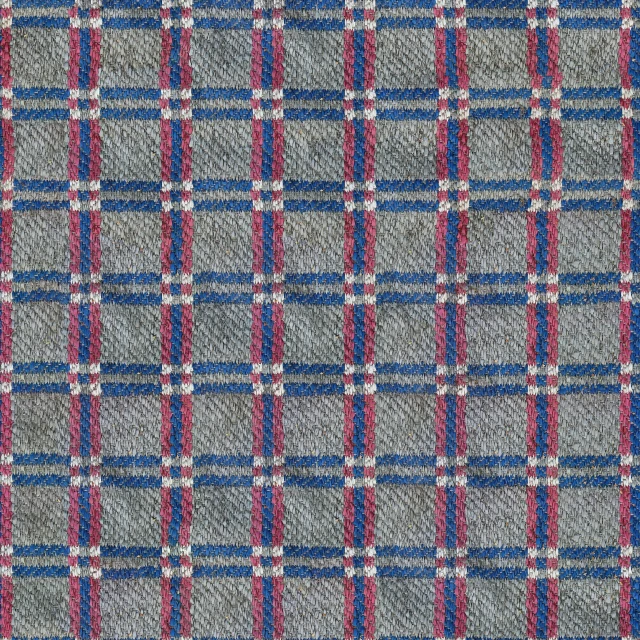 grey and red checkered fabric with a pink stripe