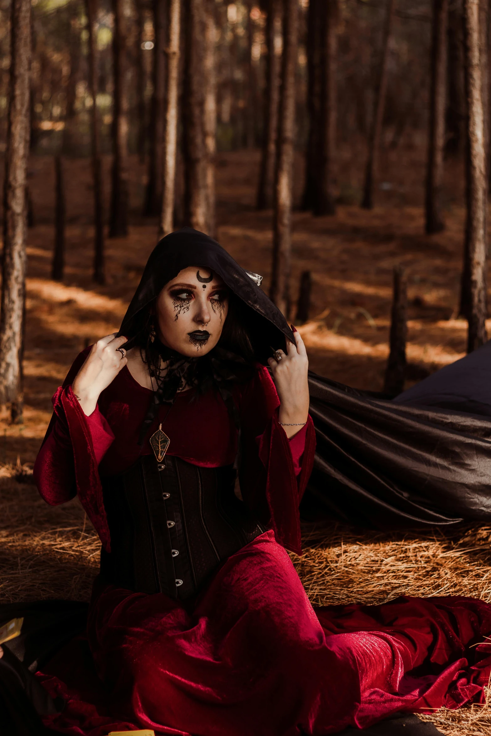 a young lady dressed in medieval clothes poses for a po