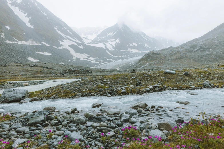 a mountain range filled with lots of snow covered mountains