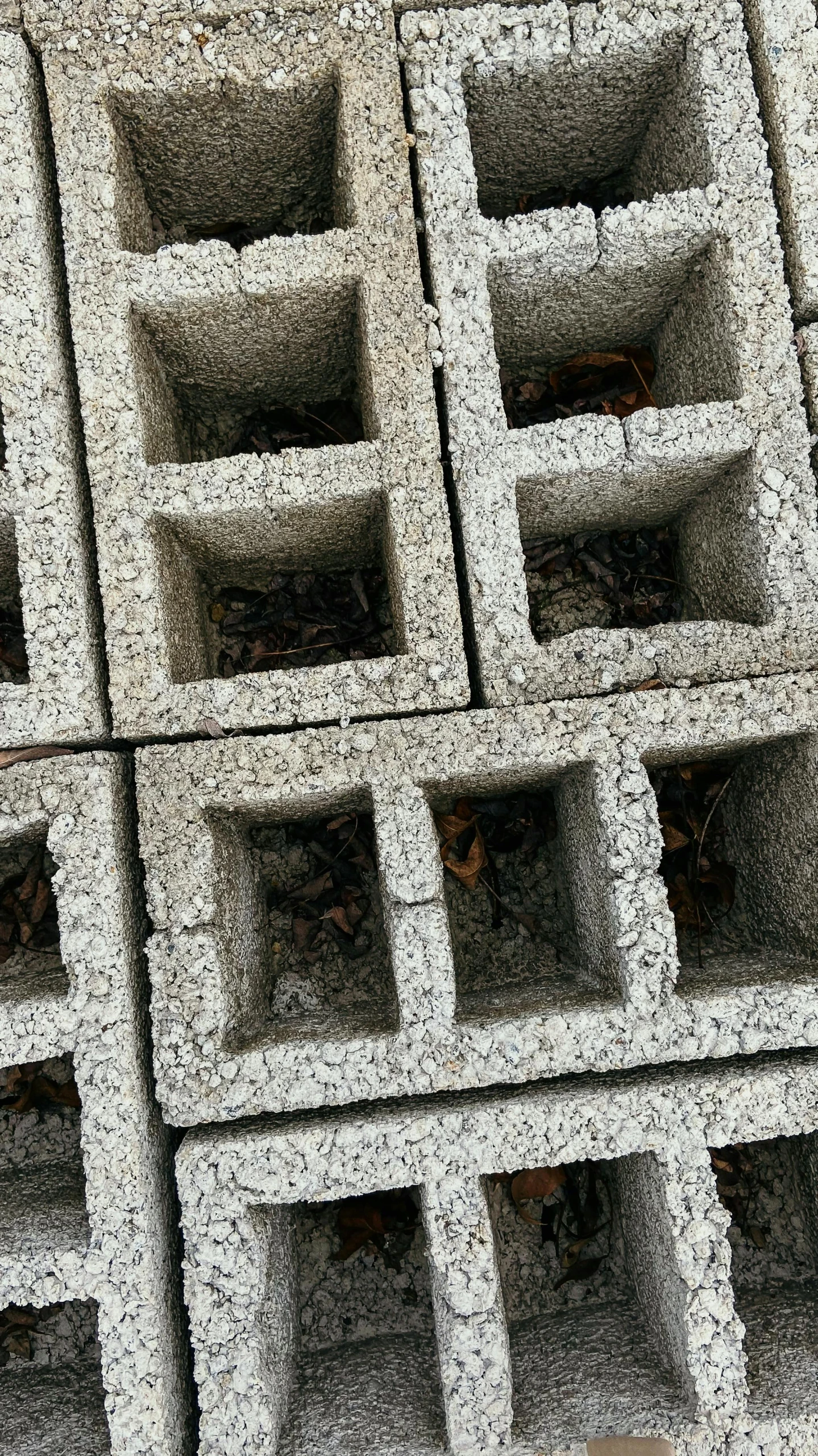 a bunch of concrete blocks stacked up on each other