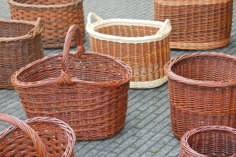 woven baskets lay on the ground