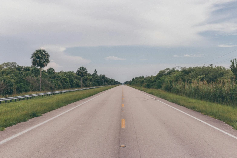 an empty road stretches down into the distance