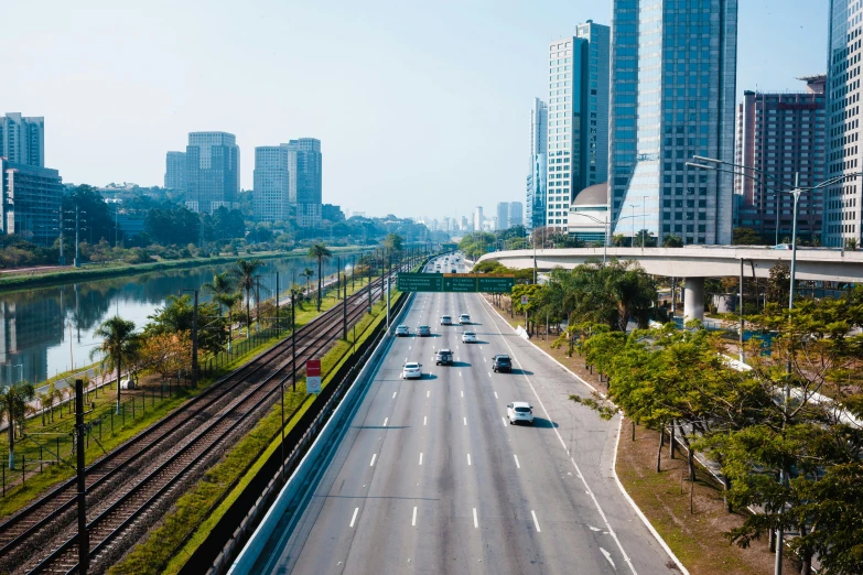 a highway in the city with traffic on it