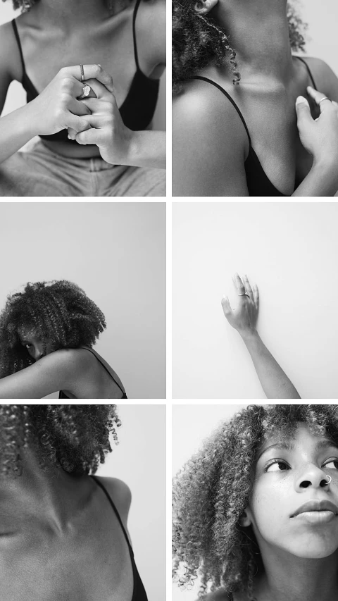 several different images of the hair and clothes of an african girl