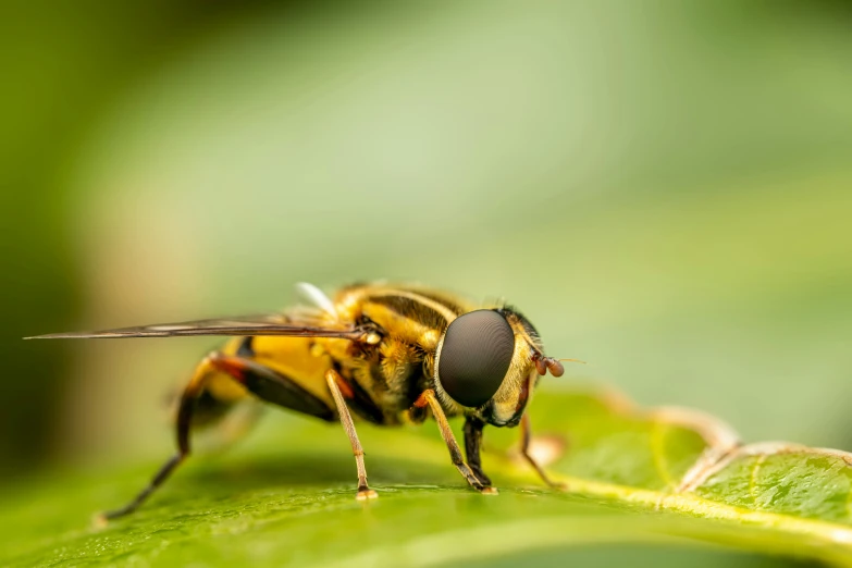 a bee standing on a leaf with many different colors and patterns