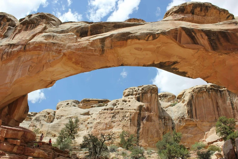 the image is taken from below the arches in the rock