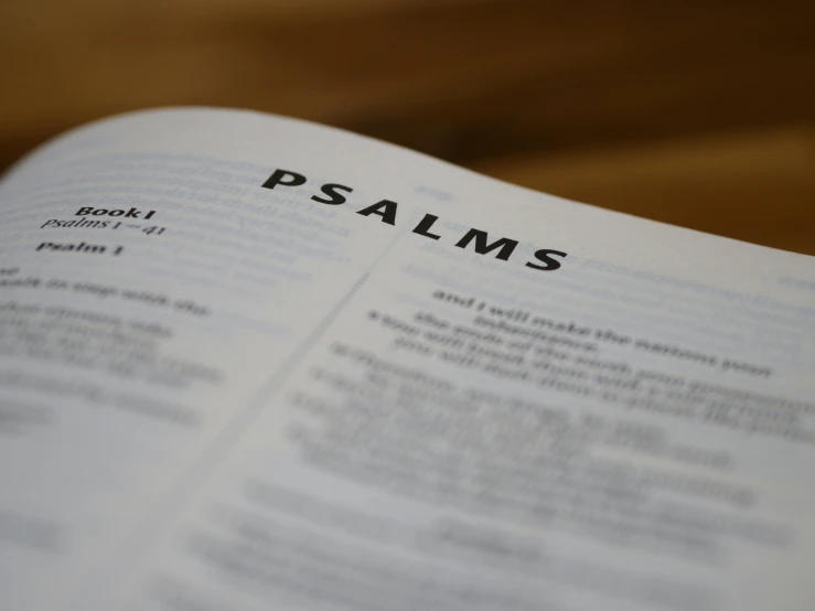open bible opened to the word, psalm