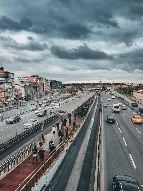 a cloudy day with traffic on a highway