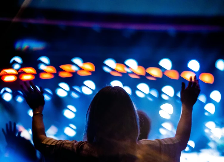 a crowd of people watching and having fun at a concert